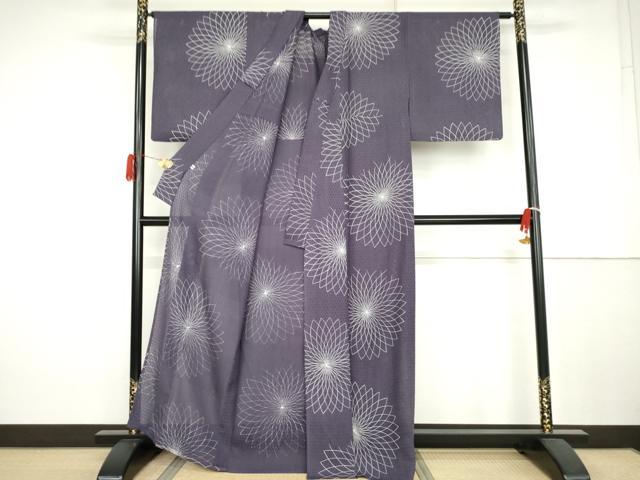 平和屋着物＊夏物　小紋　菱紋紗　舞花文　正絹　逸品　AABK3513cs