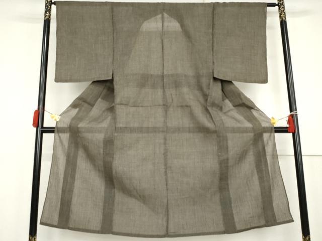 平和屋着物＊夏物　男性　小千谷ちぢみ　格子　麻　逸品　AABK3515cs