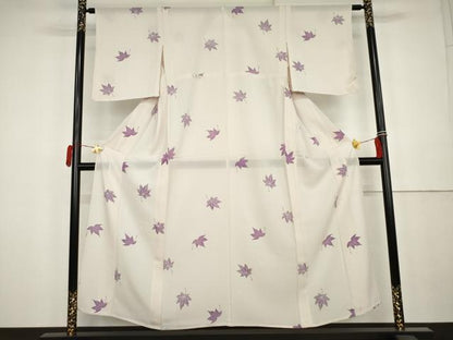平和屋着物＊夏物　小紋　絽　楓文　正絹　逸品　AABK3516cs