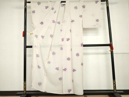 平和屋着物＊夏物　小紋　絽　楓文　正絹　逸品　AABK3516cs