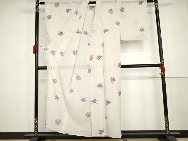 平和屋着物＊夏物　小紋　絽　楓文　正絹　逸品　AABK3516cs