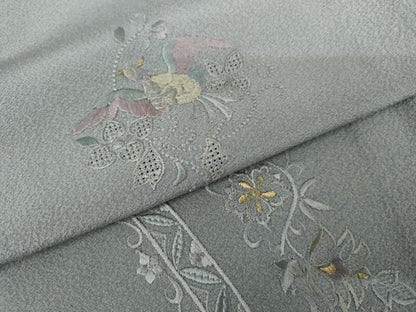 平和屋着物●中国三大刺繍　汕頭刺繍　スワトウ刺繍　総刺繍　訪問着　鳳凰花唐草文　暈し染め　金糸　正絹　逸品　AABK3517cs