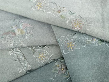 平和屋着物●中国三大刺繍　汕頭刺繍　スワトウ刺繍　総刺繍　訪問着　鳳凰花唐草文　暈し染め　金糸　正絹　逸品　AABK3517cs