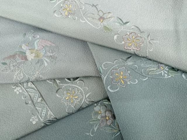 平和屋着物●中国三大刺繍　汕頭刺繍　スワトウ刺繍　総刺繍　訪問着　鳳凰花唐草文　暈し染め　金糸　正絹　逸品　AABK3517cs