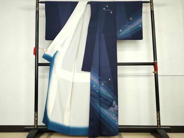 平和屋着物●染色作家　青木龍雲　訪問着　枝花文　暈し染め　金彩　正絹　逸品　AABK3518cs