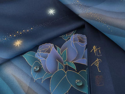 平和屋着物●染色作家　青木龍雲　訪問着　枝花文　暈し染め　金彩　正絹　逸品　AABK3518cs