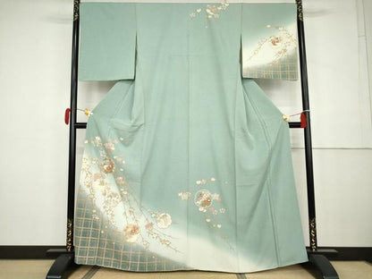 平和屋着物●訪問着　雪輪草花文　暈し染め　正絹　逸品　未使用　AABK3520cs