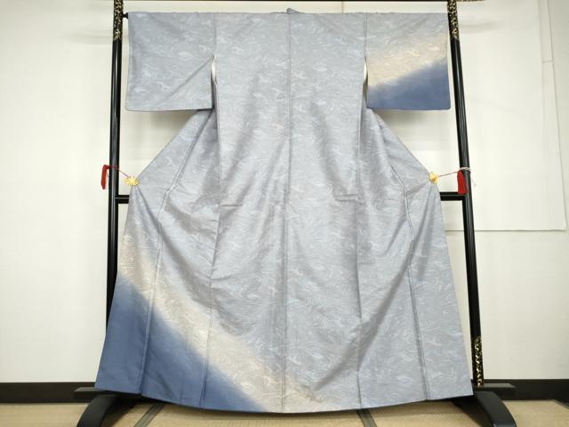 平和屋着物●訪問着　紬地　墨流し文様　暈し染め　正絹　逸品　AABK3522cs