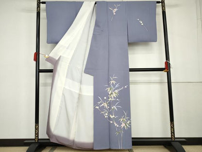 平和屋着物●本加賀友禅作家　南克治　訪問着　枝花文　正絹　逸品　AABK3525cs