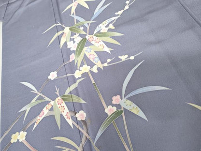 平和屋着物●本加賀友禅作家　南克治　訪問着　枝花文　正絹　逸品　AABK3525cs
