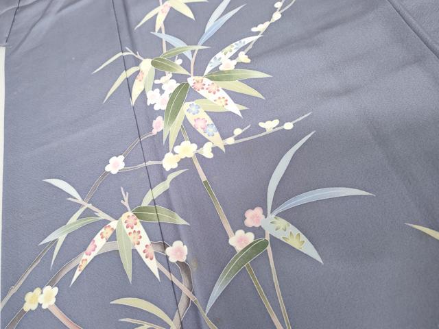 平和屋着物●本加賀友禅作家　南克治　訪問着　枝花文　正絹　逸品　AABK3525cs