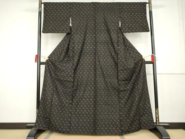 平和屋着物●国指定重要無形文化財　本場久米島紬　手織　正絹　逸品　AABK3527cs