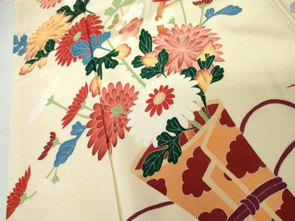 平和屋着物●訪問着　友禅　作家物　枝花文　金彩　正絹　逸品　AABK3528cs