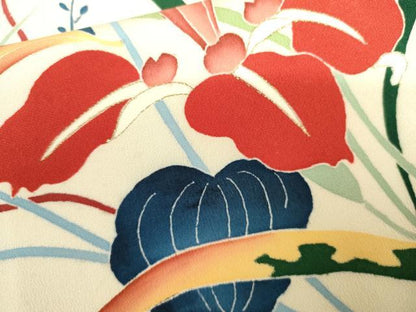 平和屋着物●訪問着　友禅　作家物　枝花文　金彩　正絹　逸品　AABK3528cs
