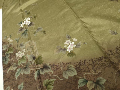 平和屋着物●本場大島紬　染大島　訪問着　刺繍　枝花文　金彩　やまと誂製　正絹　逸品　AABK3530cs