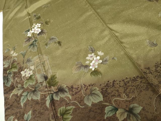 平和屋着物●本場大島紬　染大島　訪問着　刺繍　枝花文　金彩　やまと誂製　正絹　逸品　AABK3530cs