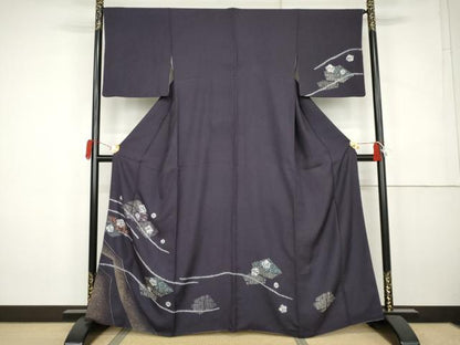 平和屋着物●訪問着　絞り　舞花文　金彩　正絹　逸品　AABK3531cs