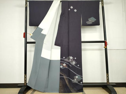 平和屋着物●訪問着　絞り　舞花文　金彩　正絹　逸品　AABK3531cs
