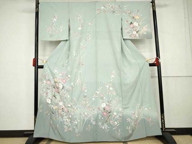 平和屋着物●訪問着　友禅　作家物　枝花文　暈し染め　正絹　逸品　AABK3532cs