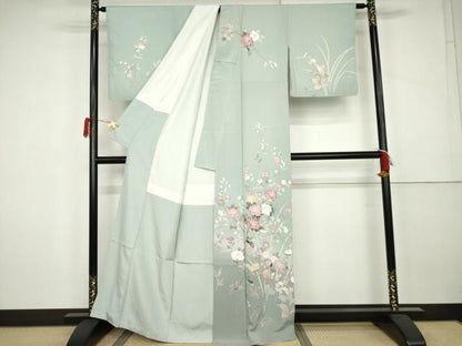 平和屋着物●訪問着　友禅　作家物　枝花文　暈し染め　正絹　逸品　AABK3532cs