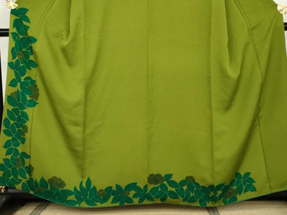平和屋着物●色留訪問着　草花文　正絹　逸品　AABK3533cs