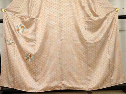 平和屋着物●色留訪問着　総刺繍　草花丸文　暈し染め　金糸　正絹　逸品　AABK3534cs