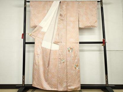 平和屋着物●色留訪問着　総刺繍　草花丸文　暈し染め　金糸　正絹　逸品　AABK3534cs