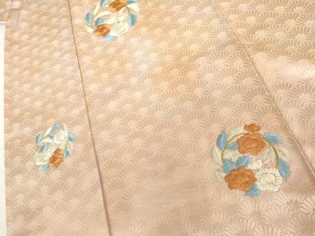 平和屋着物●色留訪問着　総刺繍　草花丸文　暈し染め　金糸　正絹　逸品　AABK3534cs