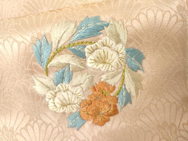 平和屋着物●色留訪問着　総刺繍　草花丸文　暈し染め　金糸　正絹　逸品　AABK3534cs