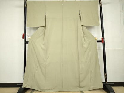 平和屋着物●上質な色無地　柳茶色　正絹　逸品　AABK3535cs