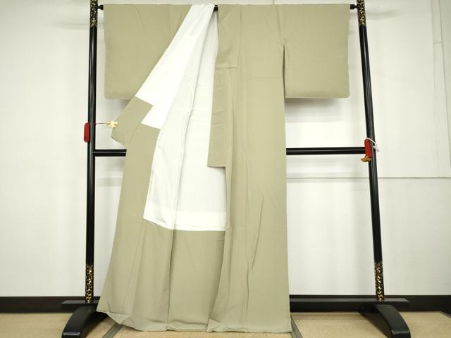 平和屋着物●上質な色無地　柳茶色　正絹　逸品　AABK3535cs