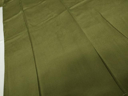 平和屋着物●上質な色無地　草色　正絹　逸品　AABK3536cs