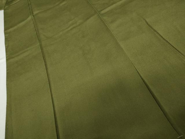 平和屋着物●上質な色無地　草色　正絹　逸品　AABK3536cs