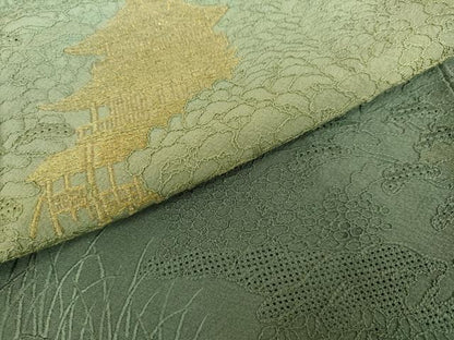 平和屋着物●中国三大刺繍　汕頭刺繍　スワトウ刺繍　総刺繍　訪問着　京風景文　暈し染め　金糸　正絹　逸品　AABK3537cs