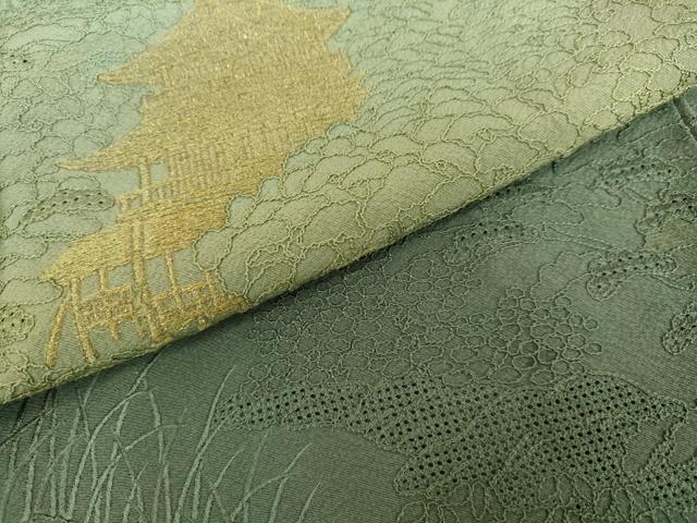 平和屋着物●中国三大刺繍　汕頭刺繍　スワトウ刺繍　総刺繍　訪問着　京風景文　暈し染め　金糸　正絹　逸品　AABK3537cs