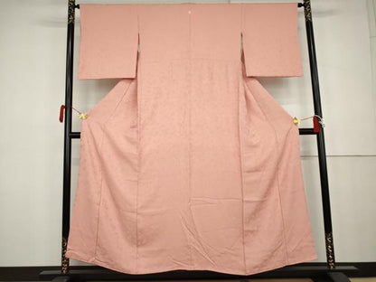 平和屋着物●上質な色無地　草花地紋　紅梅色　正絹　逸品　AABK3538cs