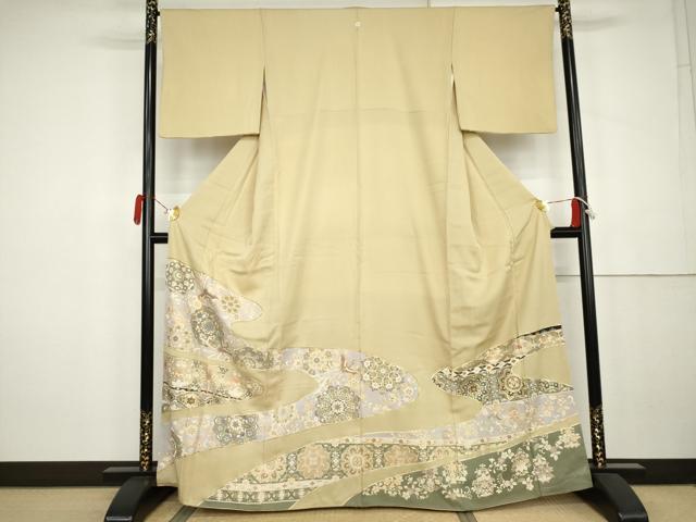 平和屋着物●豪華色留袖　駒刺繍　鳳凰正倉院花文　金彩　正絹　逸品　AABK3540cs