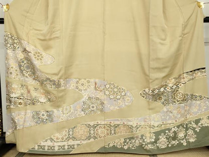 平和屋着物●豪華色留袖　駒刺繍　鳳凰正倉院花文　金彩　正絹　逸品　AABK3540cs