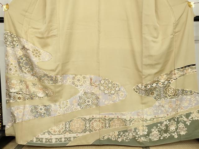平和屋着物●豪華色留袖　駒刺繍　鳳凰正倉院花文　金彩　正絹　逸品　AABK3540cs
