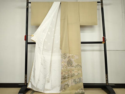 平和屋着物●豪華色留袖　駒刺繍　鳳凰正倉院花文　金彩　正絹　逸品　AABK3540cs