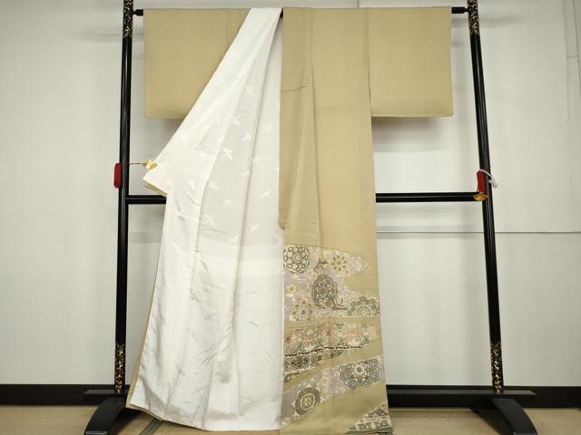 平和屋着物●豪華色留袖　駒刺繍　鳳凰正倉院花文　金彩　正絹　逸品　AABK3540cs