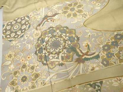 平和屋着物●豪華色留袖　駒刺繍　鳳凰正倉院花文　金彩　正絹　逸品　AABK3540cs