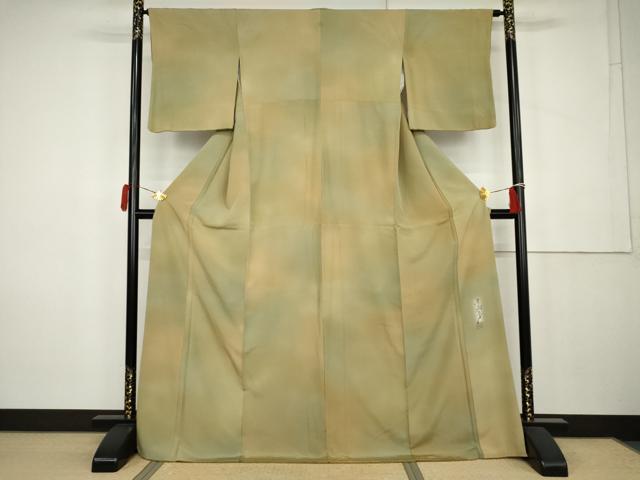 平和屋着物●染色作家　斉藤三才　小紋　霞文　暈し染め　正絹　逸品　AABK3543cs