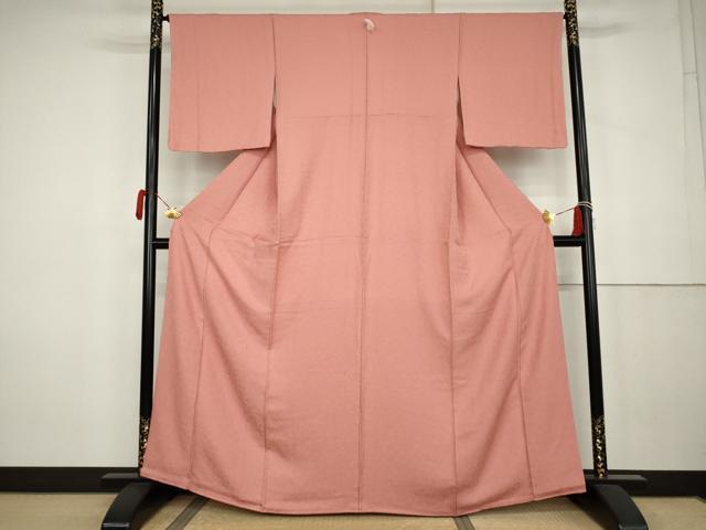 平和屋着物●上質な色無地　南天地紋　薄紅色　正絹　逸品　AABK3544cs