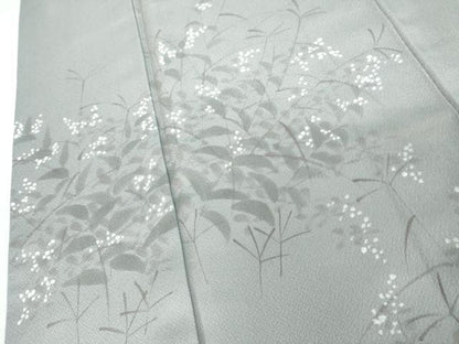 平和屋着物●訪問着　手描き　草花文　正絹　逸品　AABK3545cs