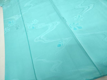 平和屋着物●上質な小紋　地紋起こし　流水舞葉文　正絹　逸品　AABK3546cs