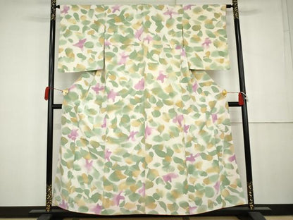 平和屋着物●上質な小紋　霞文　暈し染め　正絹　逸品　AABK3547cs