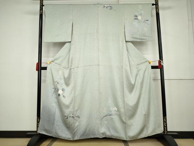 平和屋着物●訪問着　友禅　枝花文　暈し染め　正絹　逸品　AABK3549cs