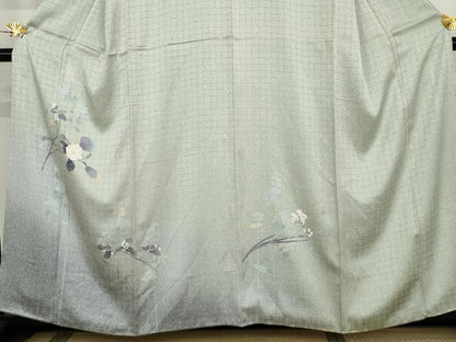 平和屋着物●訪問着　友禅　枝花文　暈し染め　正絹　逸品　AABK3549cs
