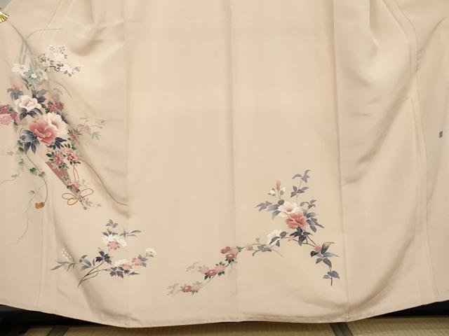 平和屋着物●訪問着　友禅　作家物　枝花文　正絹　逸品　AABK3550cs